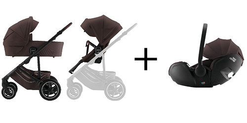 VENNA Kinderwagen, VENNA Babywanne und BABY-SAFE PRO Babyschale in Teak, Teil des VENNA COMFORT SET